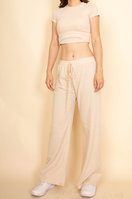 Relaxed Fit Top and Wide - Leg Pants Set - Robbi & Angel