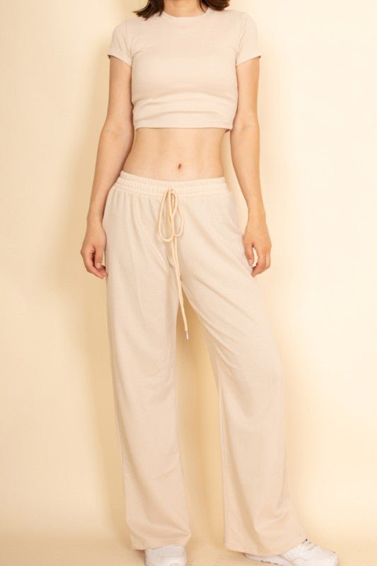 Relaxed Fit Top and Wide - Leg Pants Set - Robbi & Angel