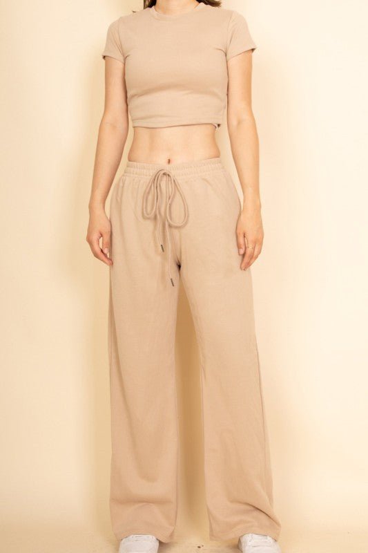 Relaxed Fit Top and Wide - Leg Pants Set - Robbi & Angel
