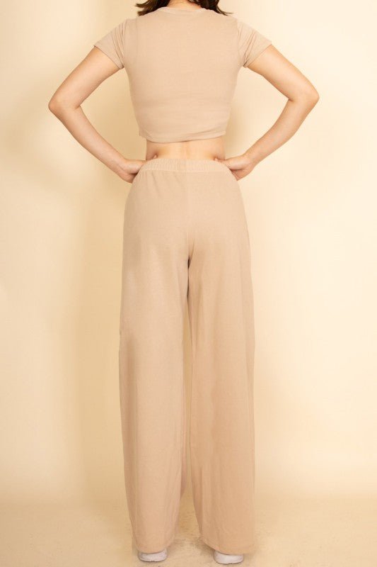 Relaxed Fit Top and Wide - Leg Pants Set - Robbi & Angel
