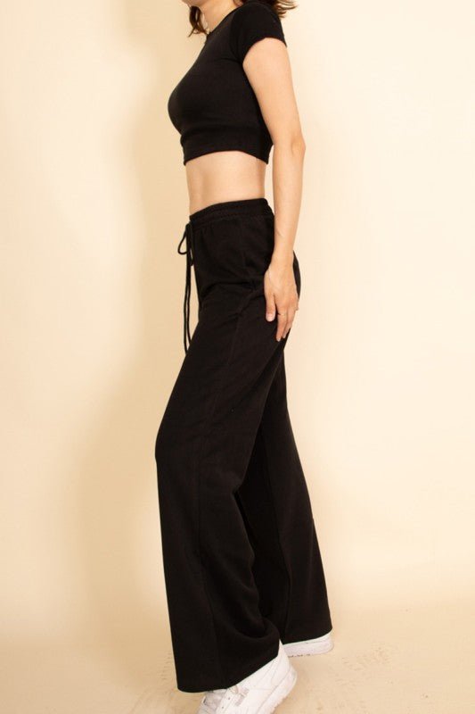 Relaxed Fit Top and Wide - Leg Pants Set - Robbi & Angel