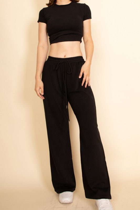 Relaxed Fit Top and Wide - Leg Pants Set - Robbi & Angel