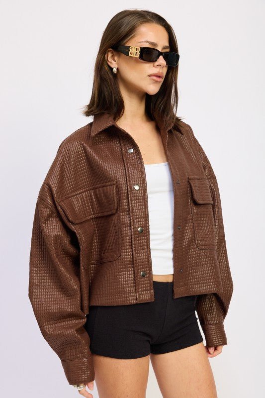 CHINTZ TEXTURED KNIT CROP JACKET - Robbi & Angel