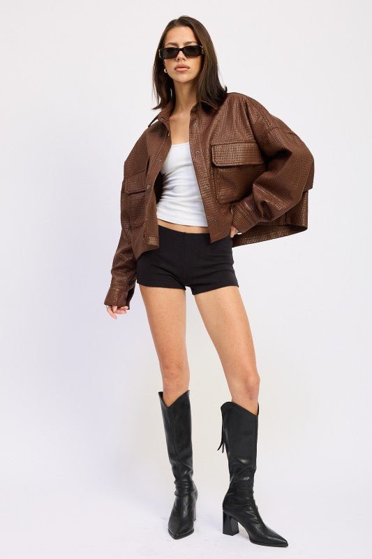 CHINTZ TEXTURED KNIT CROP JACKET - Robbi & Angel