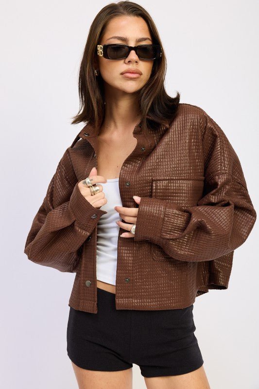 CHINTZ TEXTURED KNIT CROP JACKET - Robbi & Angel