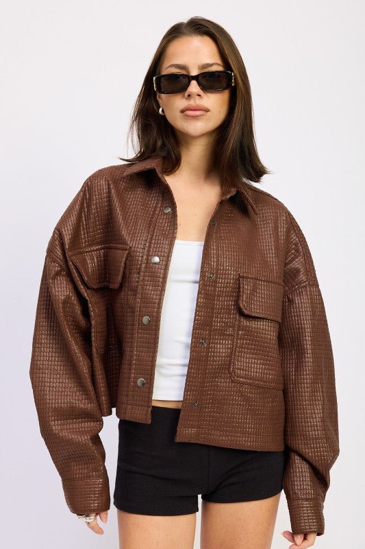 CHINTZ TEXTURED KNIT CROP JACKET - Robbi & Angel