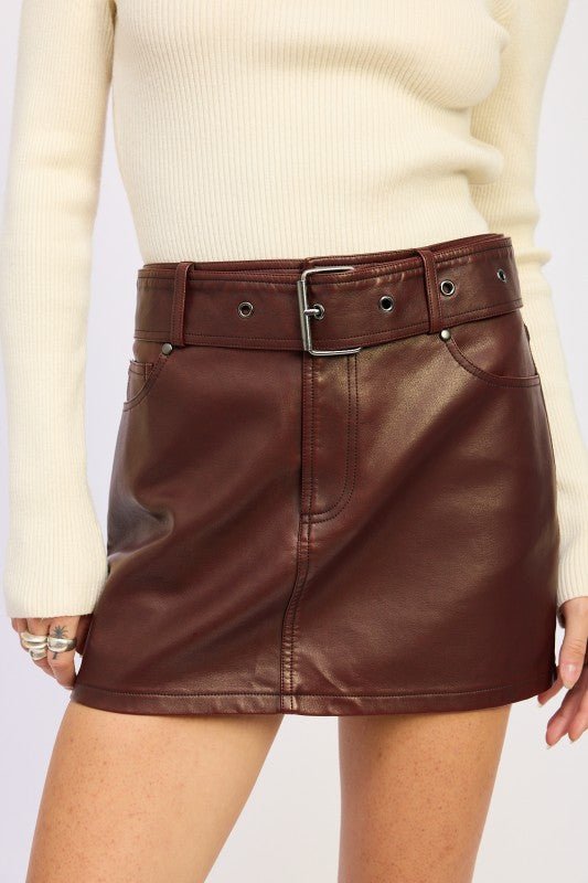 PU SKIRT WITH BELT - Robbi & Angel