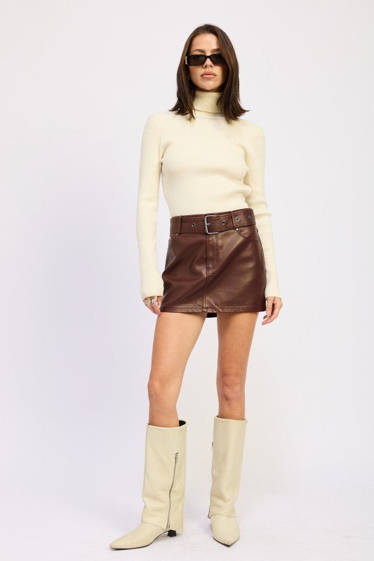 PU SKIRT WITH BELT - Robbi & Angel
