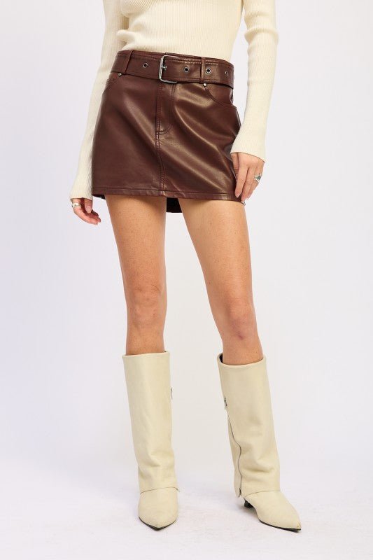 PU SKIRT WITH BELT - Robbi & Angel
