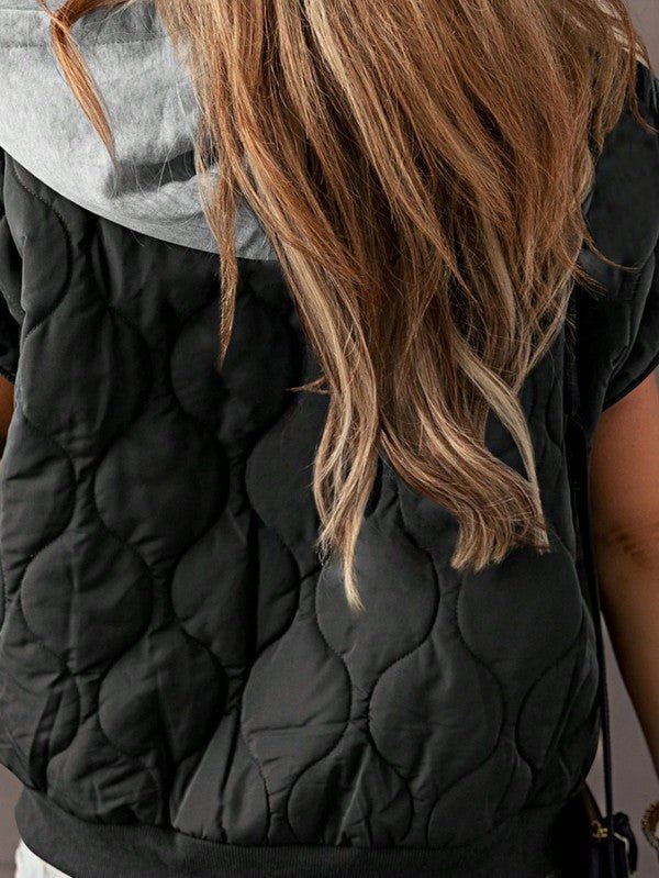 Oversized Drawstring Hooded Zip Up Puffer Vest - Robbi & Angel