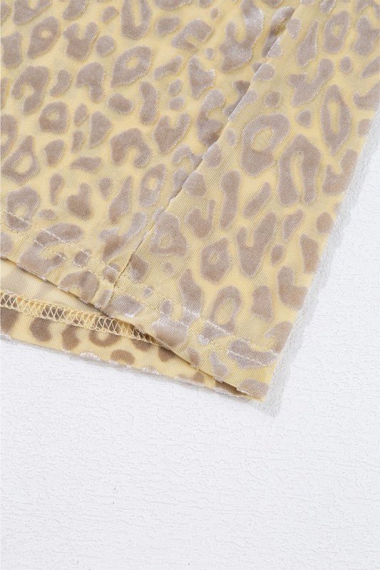 Women Leopard Velvet Burnout Off Shoulder Blouse - Robbi & Angel