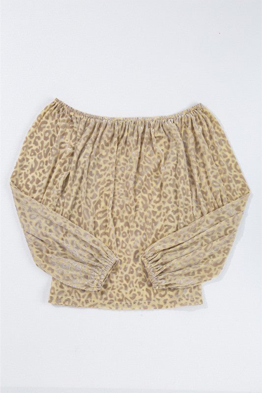 Women Leopard Velvet Burnout Off Shoulder Blouse - Robbi & Angel