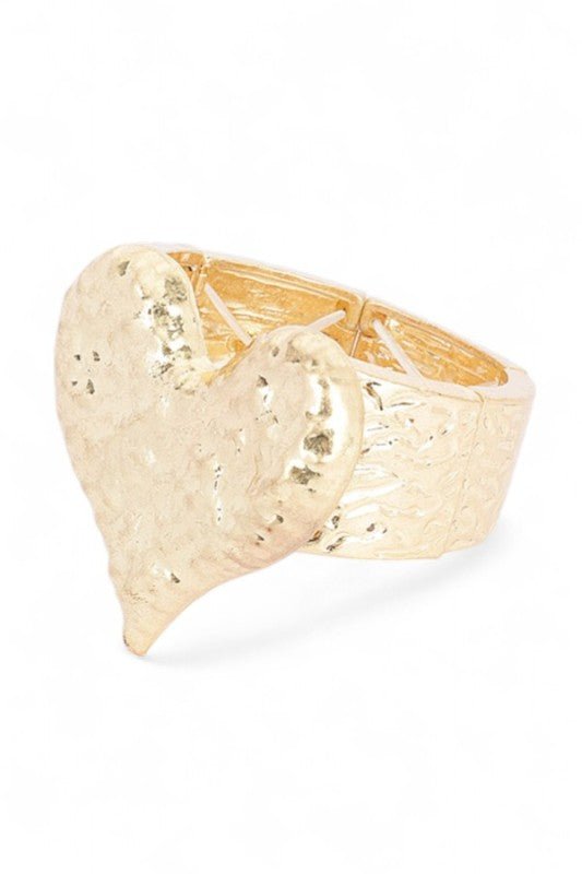 Textured Heart Oversize Stretch Bracelet - Robbi & Angel