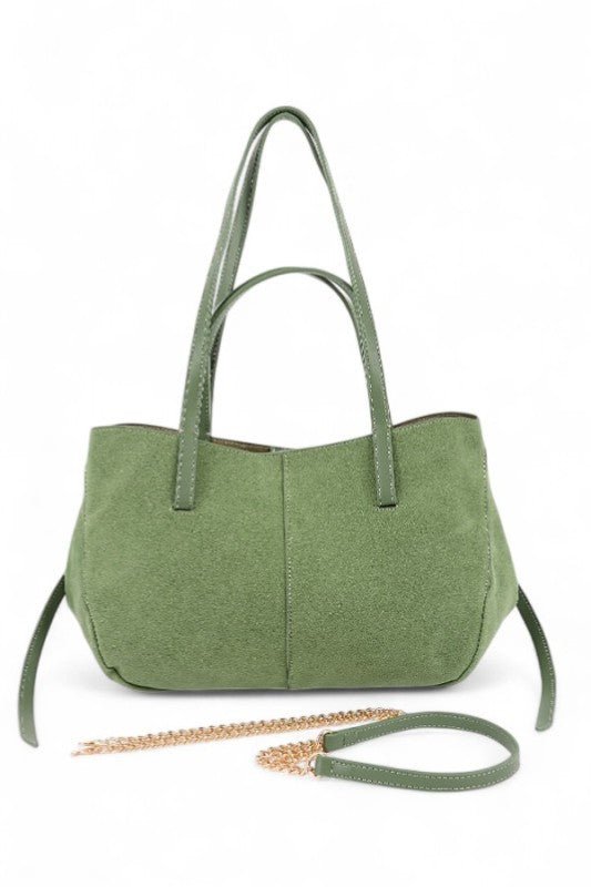 Faux Suede Multi Strap Tote Bag - Robbi & Angel