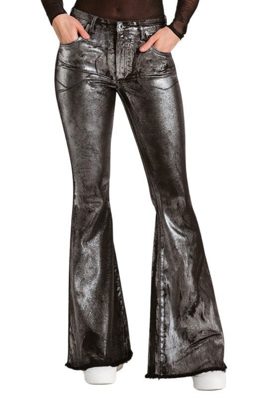 Metallic Foil Flare Jeans - Robbi & Angel
