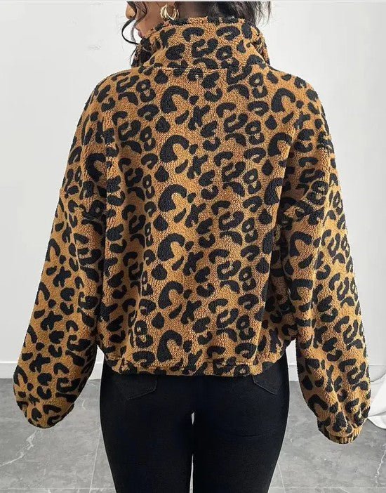 Leopard Print Fleece Zip - Up Jacket - Robbi & Angel