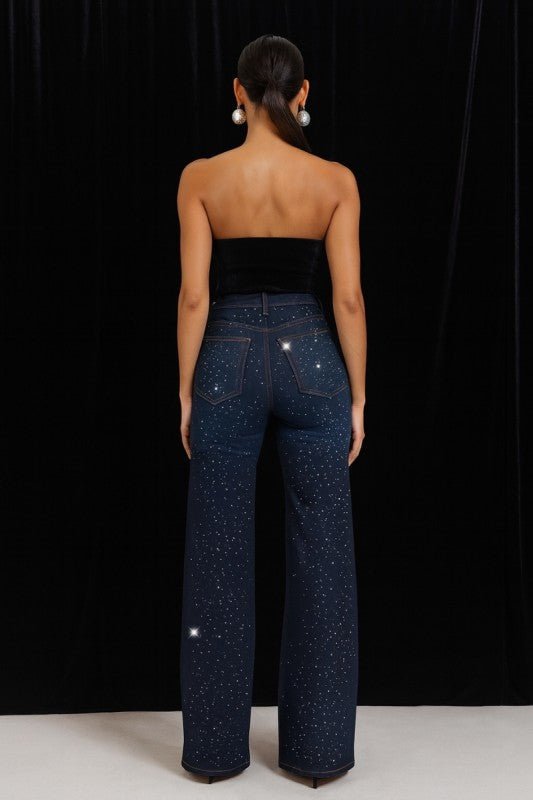 Wide Leg Rhinestone Jeans - Robbi & Angel