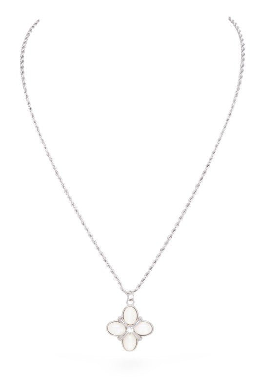 Opal Clover Stone Pendant Necklace - Robbi & Angel