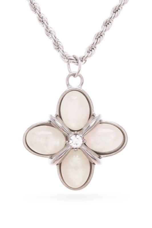 Opal Clover Stone Pendant Necklace - Robbi & Angel