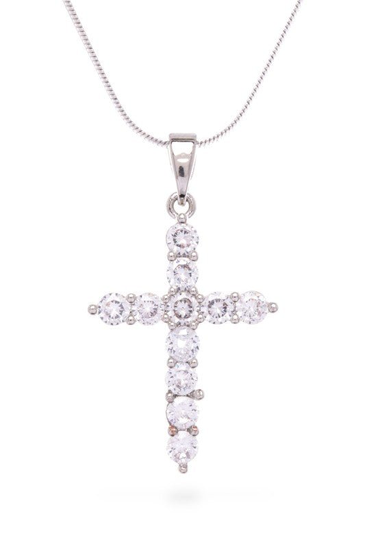 Cubic Zirconia Cross Pendant Necklace - Robbi & Angel