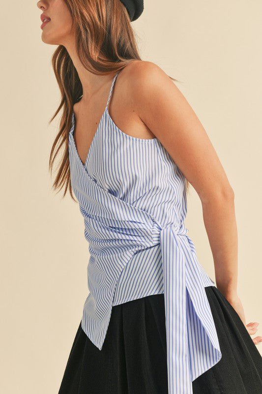 Aemi + Co Side Knotted Surplice Striped Cami - Robbi & Angel