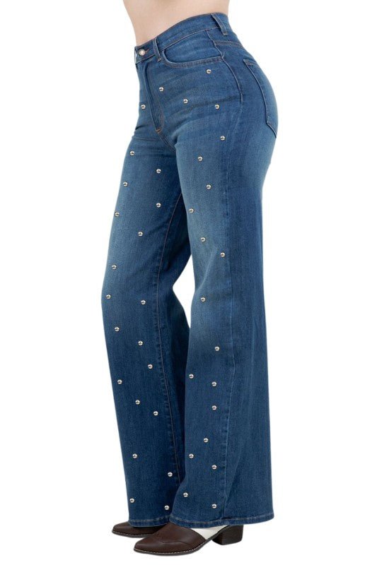 Wide Leg Jean with front studded detail - Robbi & Angel
