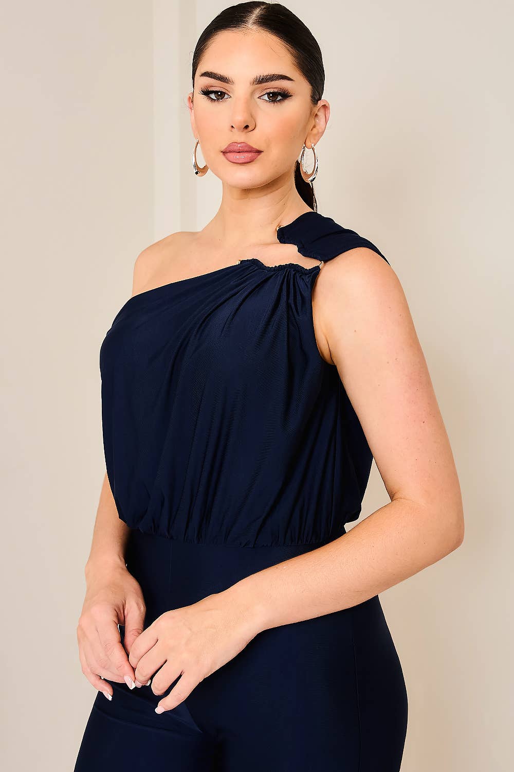 One shoulder shirring jumpsuit - Robbi & Angel