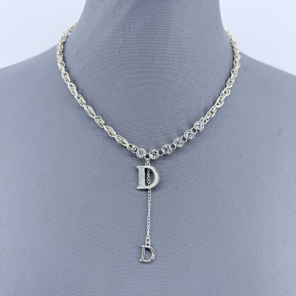 Gold or Silver Finish Rhinestones Initial D Neckla - Robbi & Angel