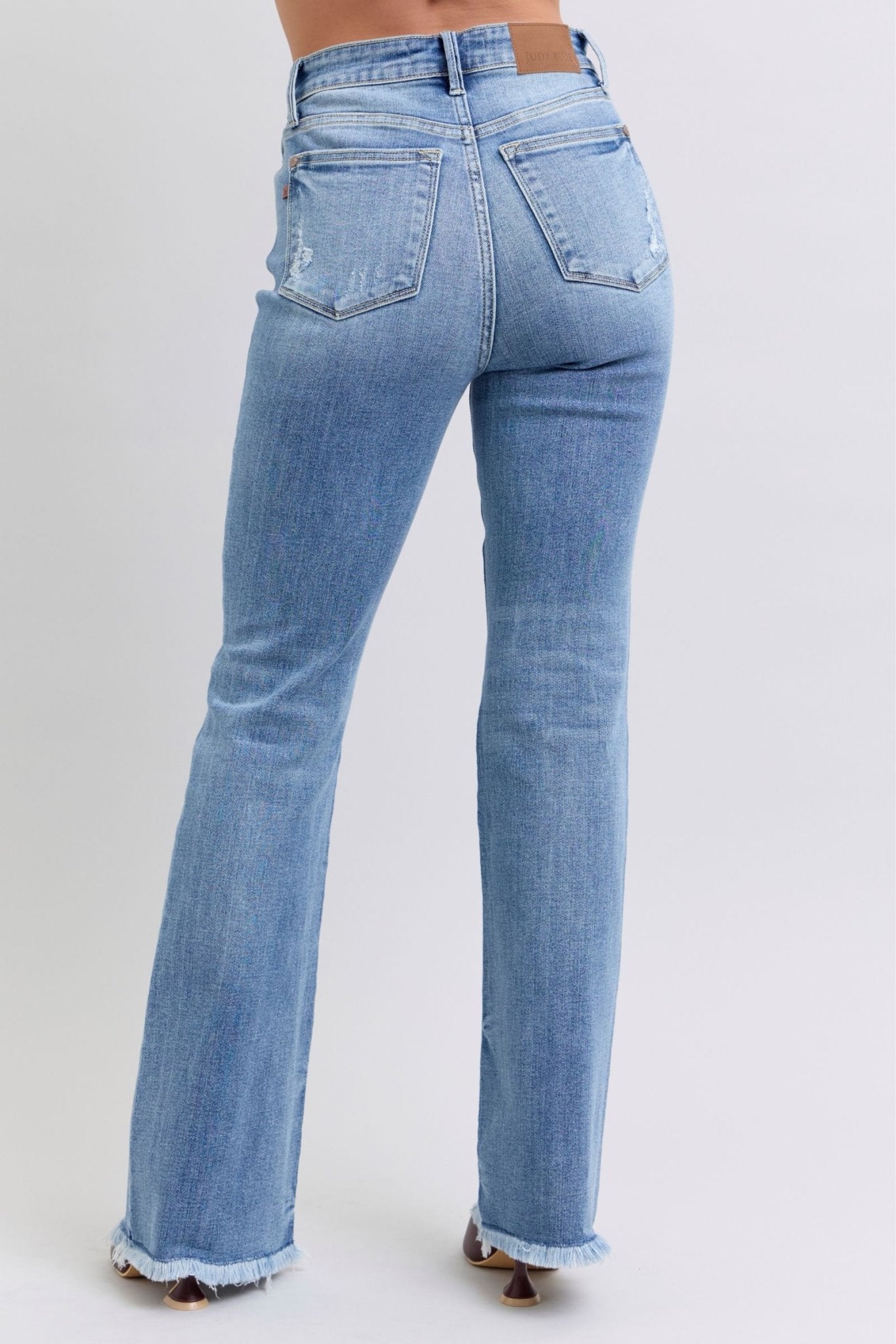 Judy Blue Full Size Raw Hem High Rise Bootcut Jeans - Robbi & Angel