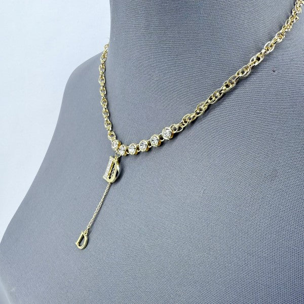 Gold or Silver Finish Rhinestones Initial D Neckla - Robbi & Angel