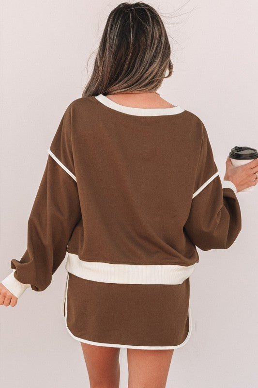 Colorblock Long Sleeve Top and Skort Set - Robbi & Angel