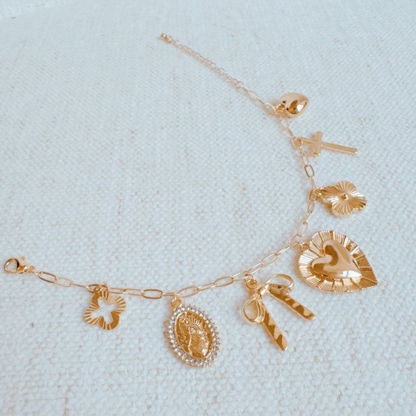 Big Heart 7 Charm Bracelet - Robbi & Angel