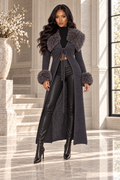 Zephyra Midi Long Sleeve Fur Cardigan