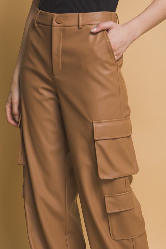 Love Tree PU Leather Cargo Pants - Robbi & Angel