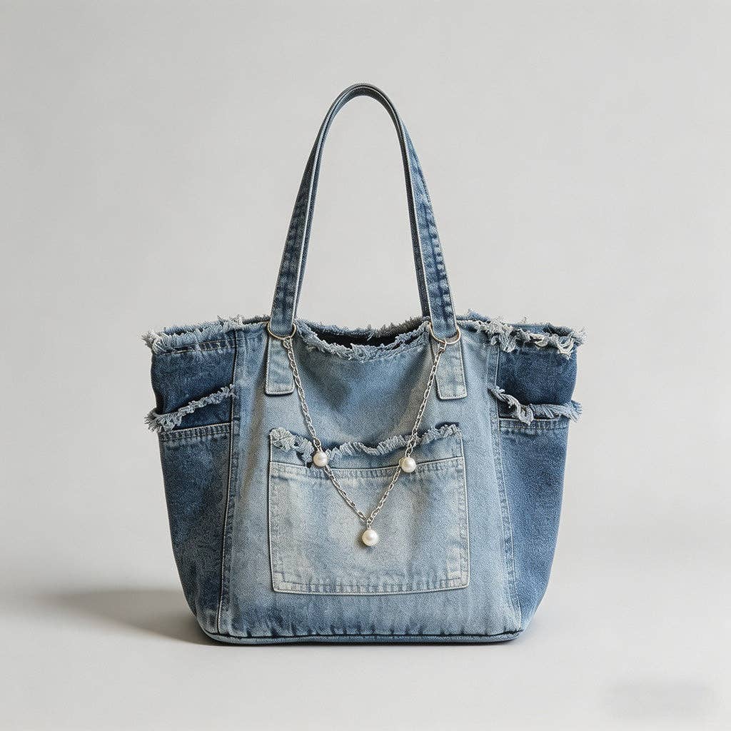 Frayed Edge Denim Tote Bag