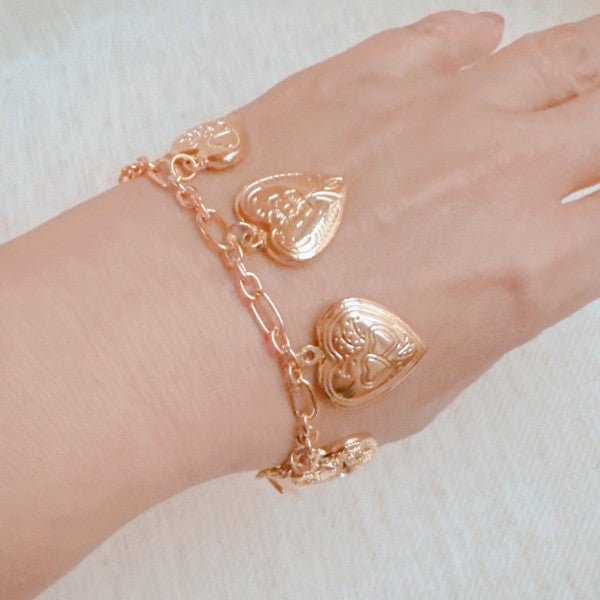 Heart Lockets Multi Charm Bracelet - Robbi & Angel