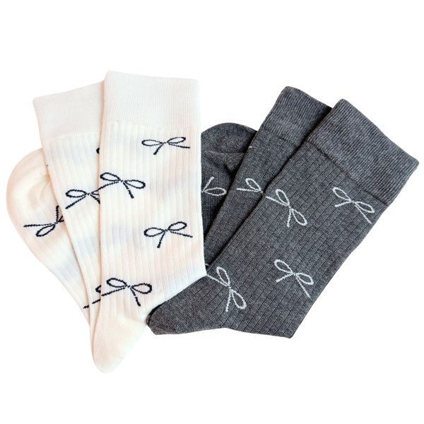 Bow Minimalist Socks Set Of 2 - Robbi & Angel