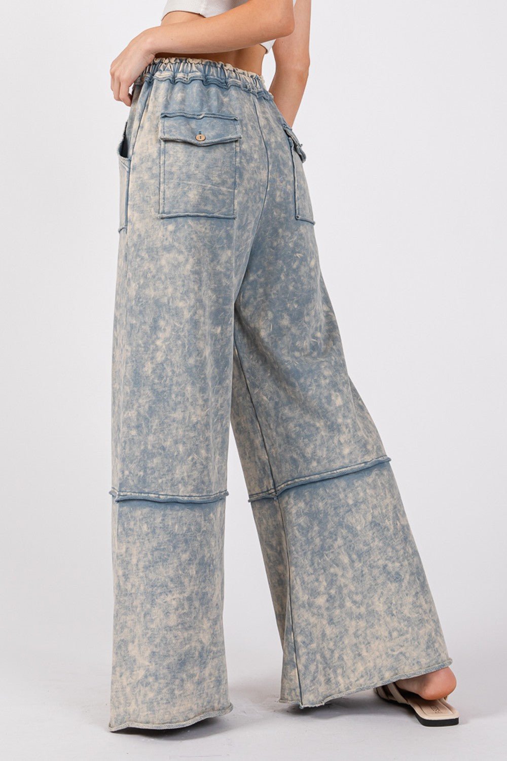 SAGE + FIG Mineral Washed Terry Wide Leg Pants - Robbi & Angel