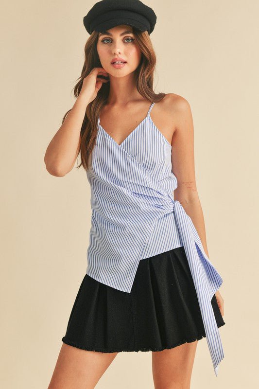 Aemi + Co Side Knotted Surplice Striped Cami - Robbi & Angel