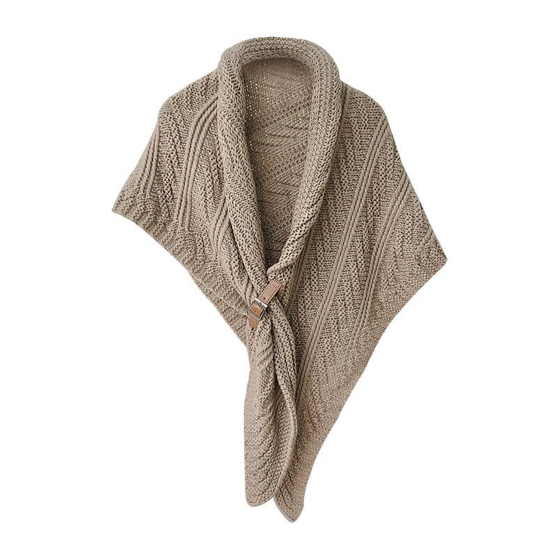 Split Triangle Solid Color Poncho Knit Scarf - Robbi & Angel