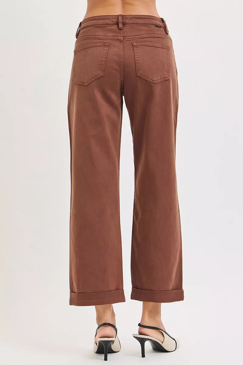RISEN Full Size Tummy Control Mid Rise Ankle Barrel Baggy Plus Size - Robbi & Angel