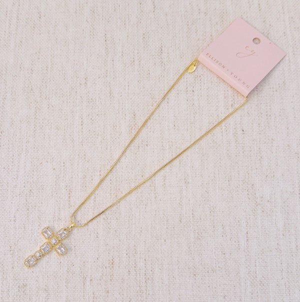 Vintage Sparkle Cross Pendant Necklace - Robbi & Angel