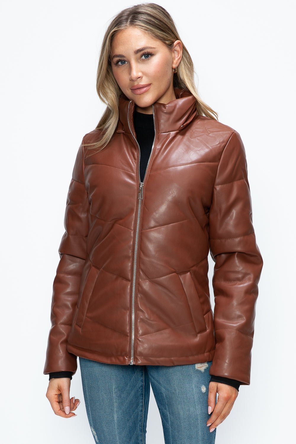 How Dare U Pocketed Zip Up Puffer Jacket with Removable Hood - Robbi & Angel