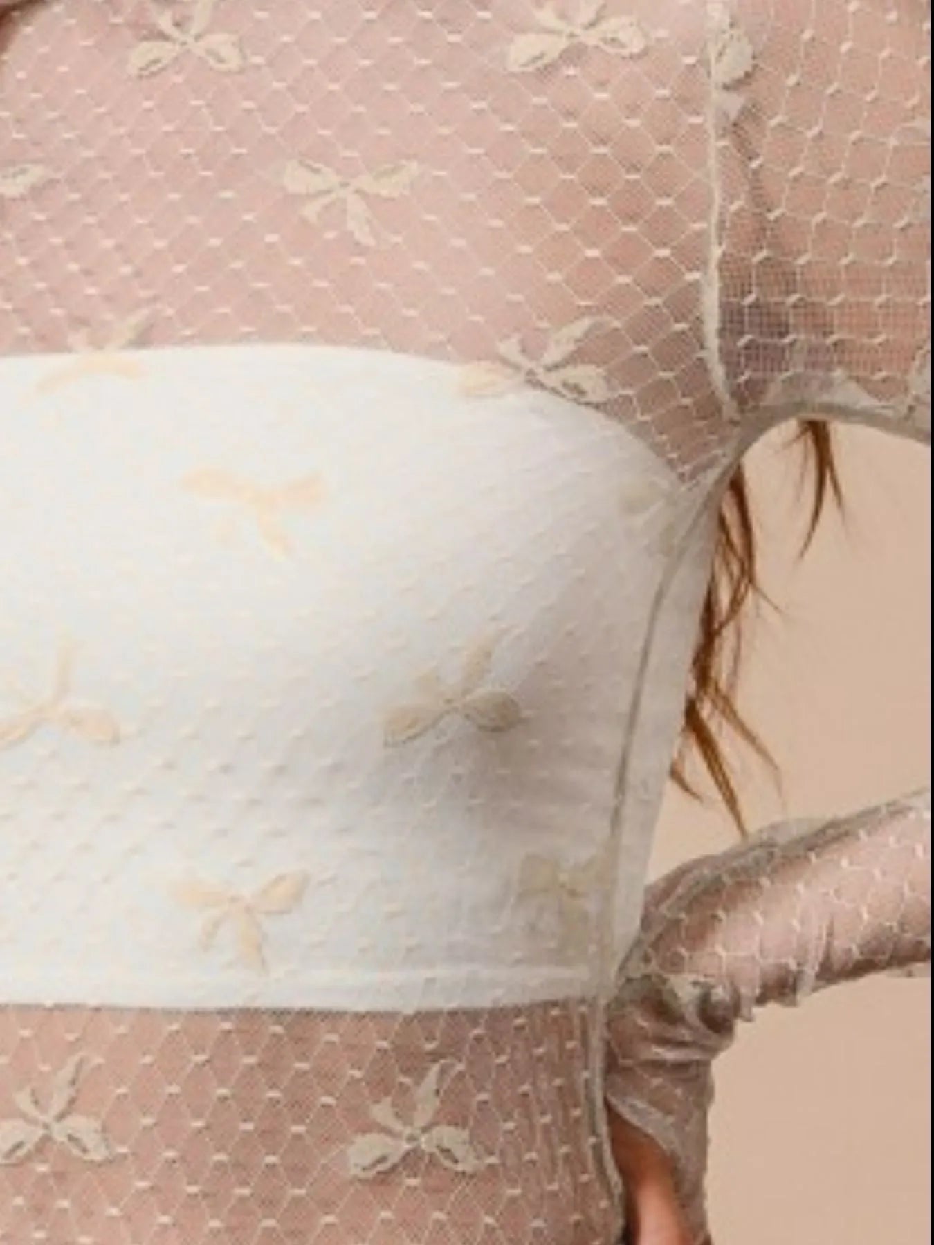 SO ME Bow Ribbon Pattern Sheer Lace Top - Robbi & Angel
