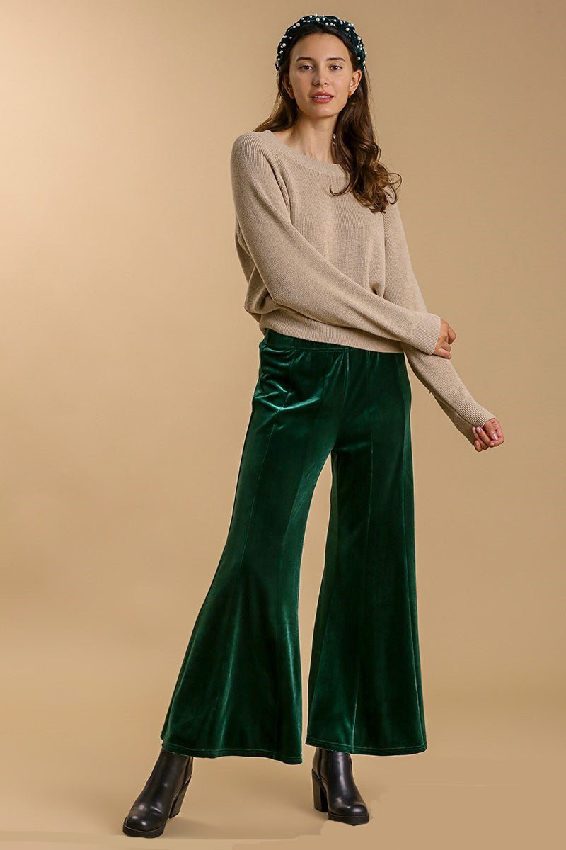 Umgee High Rise Elastic Waist Flare Pants - Robbi & Angel