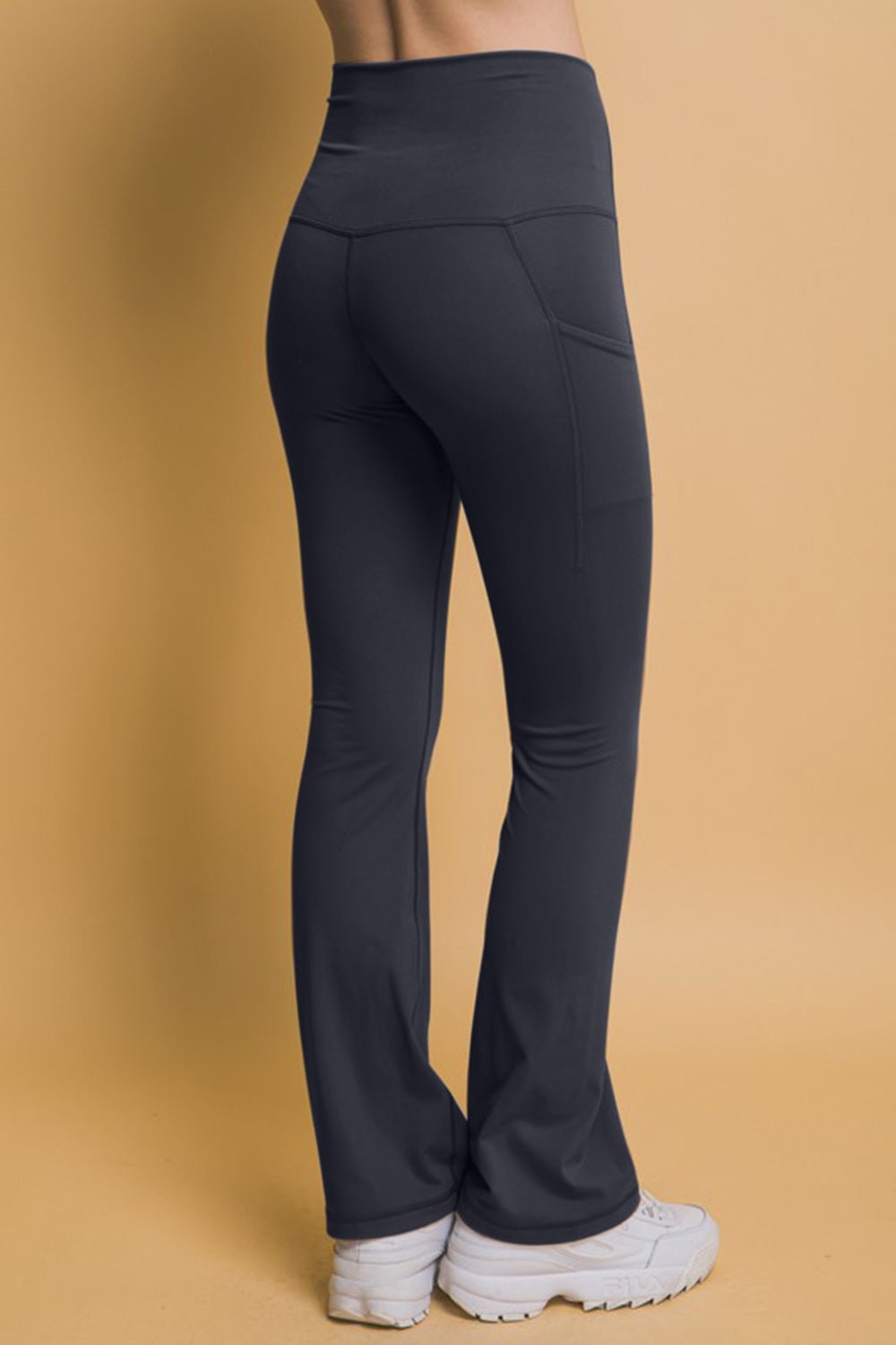 Love Tree High Waist Flare Active Leggings with Side Pockets - Robbi & Angel