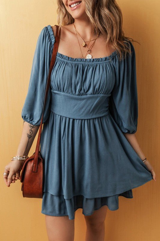 Katalina Frilled Layered Ruched Mini Dress - Robbi & Angel