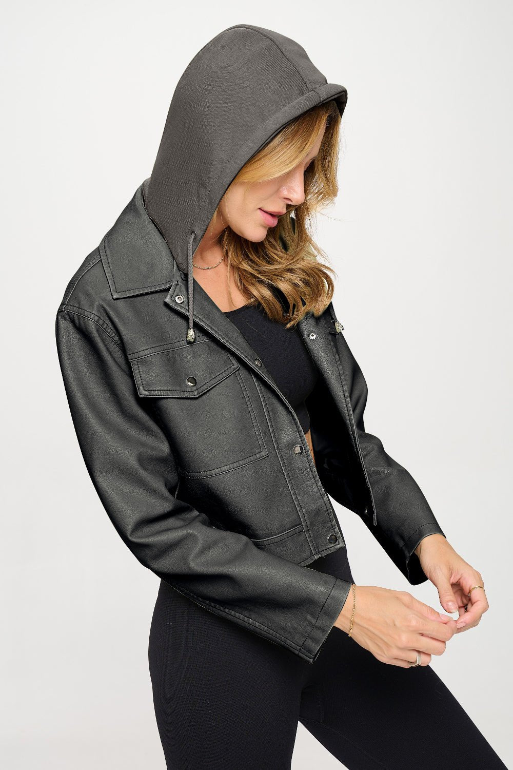 Coalition LA Snap Down Cropped Hooded Jacket - Robbi & Angel