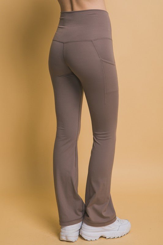 Love Tree High Waist Flare Active Leggings with Side Pockets - Robbi & Angel