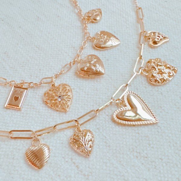 Heart Lockets Multi Charm Bracelet - Robbi & Angel